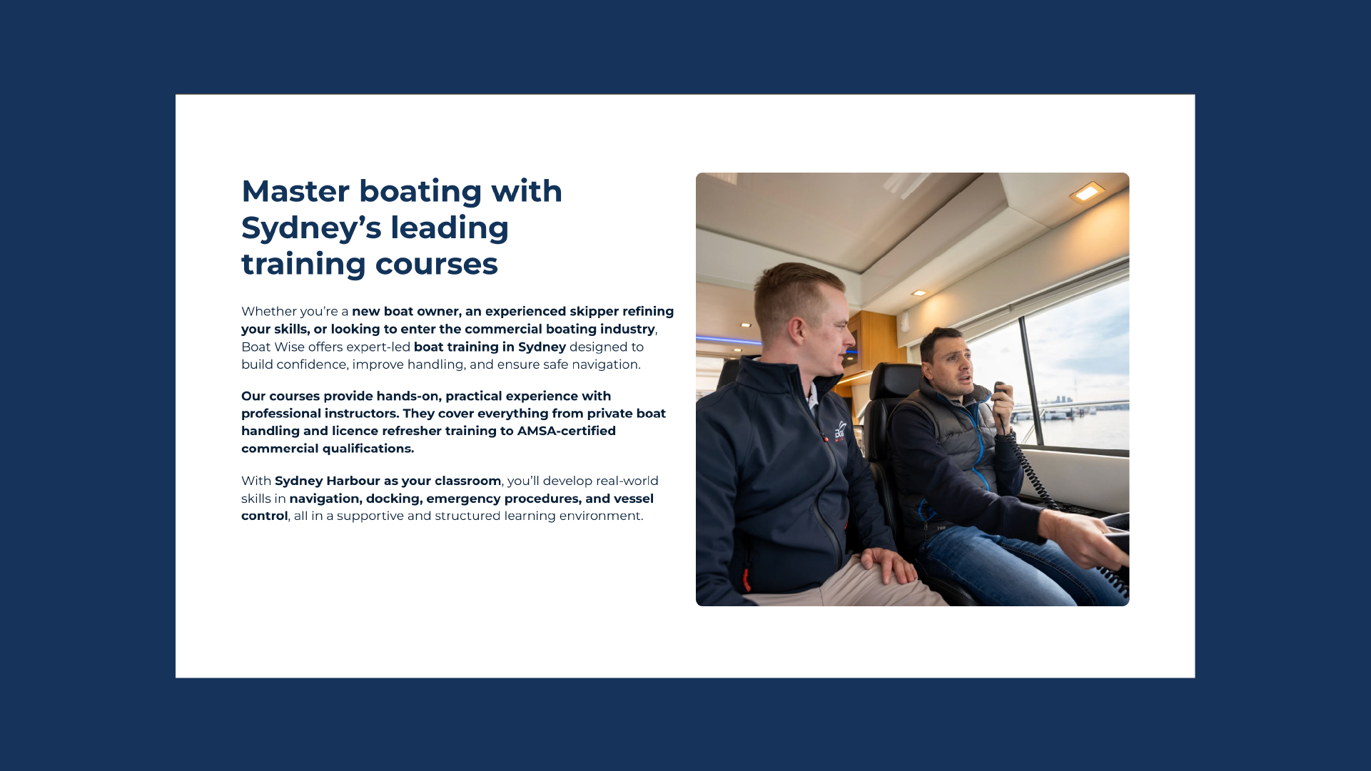 Boat Wise course photography